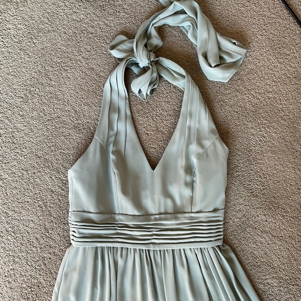 Sage Green Halter Top Bridesmaid Dress